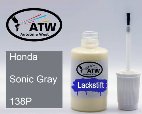 Honda, Sonic Gray, 138P: 20ml Lackstift, von ATW Autoteile West.